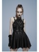 Goth Knitting And Mesh Stitching Metal Belt Decoration Skirt Print Pattern Sexy Cut Dress