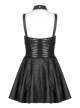 Goth Knitting And Mesh Stitching Metal Belt Decoration Skirt Print Pattern Sexy Cut Dress