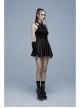 Goth Knitting And Mesh Stitching Metal Belt Decoration Skirt Print Pattern Sexy Cut Dress