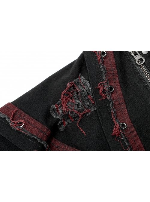 Gothic Denim Fabric Buttonhole Decorative Belt Worn-Out And Decadent Skirt