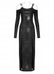 Gothic Off-Shoulder Design Python Pattern Hardware Decoration Sexy Split Dress