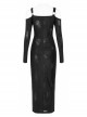Gothic Off-Shoulder Design Python Pattern Hardware Decoration Sexy Split Dress