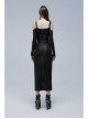 Gothic Off-Shoulder Design Python Pattern Hardware Decoration Sexy Split Dress