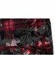Gothic Velvet Plaid Dark Red Folds Drawstring Slit Design Slip Dress