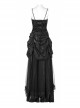 Gorgeous Gothic Stretch Printed Velvet Bat Embroidery Decoration Adjustable Drawstring On The Pleated Skirt Wedding Dress