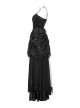 Gorgeous Gothic Stretch Printed Velvet Bat Embroidery Decoration Adjustable Drawstring On The Pleated Skirt Wedding Dress