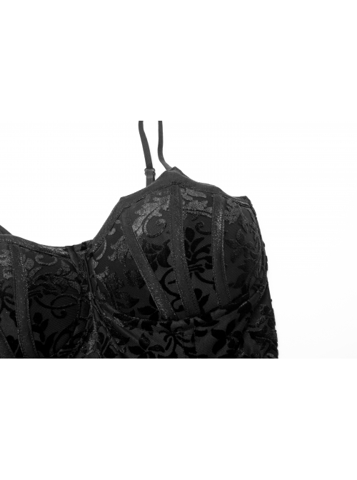 Gorgeous Gothic Stretch Printed Velvet Bat Embroidery Decoration Adjustable Drawstring On The Pleated Skirt Wedding Dress