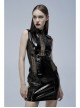 Black Gothic Lacquered Buttonhole Belt Decoration Patent Leather Hollowed Out Dress