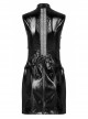 Black Gothic Lacquered Buttonhole Belt Decoration Patent Leather Hollowed Out Dress