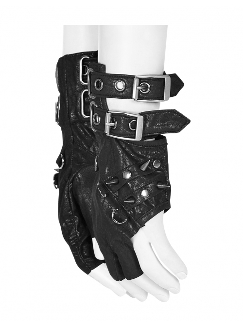 Metal Punk Pendant Decoration Half Hollow Adjustment Buckle Design Punk Gloves
