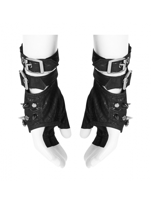 Metal Punk Pendant Decoration Half Hollow Adjustment Buckle Design Punk Gloves