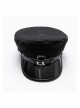 Black Punk Unique Metal Decoration Handsome Woolen Beret