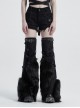 Black Punk Artificial Wool Rubber Cross Webbing Band Decoration Leg Warmer