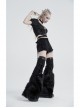 Black Punk Artificial Wool Rubber Cross Webbing Band Decoration Leg Warmer