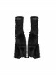 Black Punk Artificial Wool Rubber Cross Webbing Band Decoration Leg Warmer
