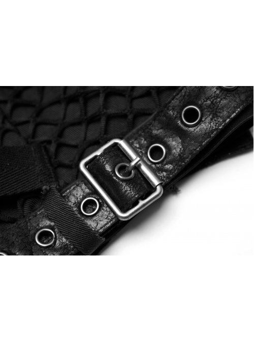 Black Punk Artificial Wool Rubber Cross Webbing Band Decoration Leg Warmer