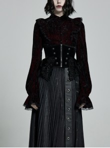 Gothic Gorgeous Retro Lace Vintage Black Carved Sewing Button Corset