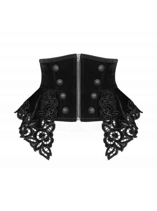 Gothic Gorgeous Retro Lace Vintage Black Carved Sewing Button Corset