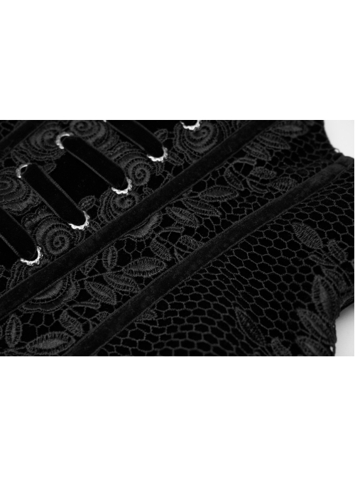 Gothic Fluff Gorgeous Rose Lace Design Vintage Carved Zipper Pendant Black Belt