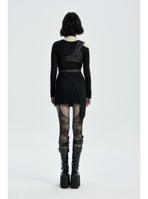 Punk Metal Buttonhole With Temptation Embossed Pattern Embossed Leather Buckle Shoulder Armor Accessory