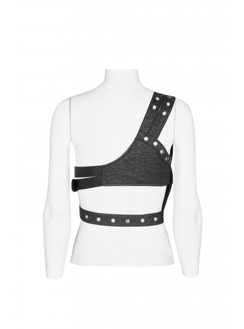 Punk Metal Buttonhole With Temptation Embossed Pattern Embossed Leather Buckle Shoulder Armor Accessory