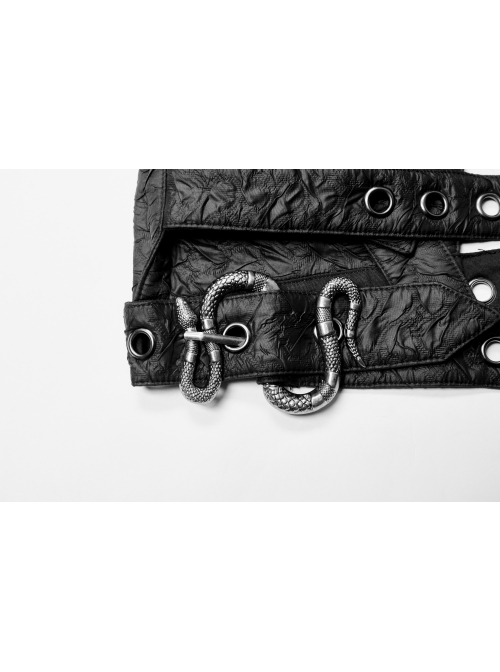 Punk Metal Buttonhole With Temptation Embossed Pattern Embossed Leather Buckle Shoulder Armor Accessory