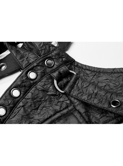 Punk Metal Buttonhole With Temptation Embossed Pattern Embossed Leather Buckle Shoulder Armor Accessory