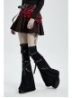 Punk Girls Knitted Fabric Stitching Weaved Flame Printing Fabric Bat Asymmetrical Design Flared Leg Sleeve