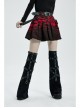 Punk Girls Knitted Fabric Stitching Weaved Flame Printing Fabric Bat Asymmetrical Design Flared Leg Sleeve
