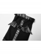 Punk Girls Knitted Fabric Stitching Weaved Flame Printing Fabric Bat Asymmetrical Design Flared Leg Sleeve