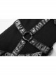 Punk Girls Knitted Fabric Stitching Weaved Flame Printing Fabric Bat Asymmetrical Design Flared Leg Sleeve