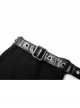 Punk Girls Knitted Fabric Stitching Weaved Flame Printing Fabric Bat Asymmetrical Design Flared Leg Sleeve