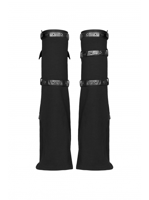 Punk Girls Knitted Fabric Stitching Weaved Flame Printing Fabric Bat Asymmetrical Design Flared Leg Sleeve