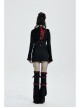 Punk Girls Knitted Fabric Stitching Weaved Flame Printing Fabric Bat Asymmetrical Design Flared Leg Sleeve