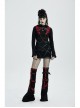 Punk Girls Knitted Fabric Stitching Weaved Flame Printing Fabric Bat Asymmetrical Design Flared Leg Sleeve