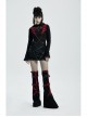 Punk Girls Knitted Fabric Stitching Weaved Flame Printing Fabric Bat Asymmetrical Design Flared Leg Sleeve