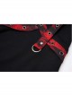 Punk Girls Knitted Fabric Stitching Weaved Flame Printing Fabric Bat Asymmetrical Design Flared Leg Sleeve