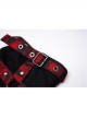 Punk Girls Knitted Fabric Stitching Weaved Flame Printing Fabric Bat Asymmetrical Design Flared Leg Sleeve