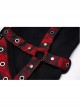 Punk Girls Knitted Fabric Stitching Weaved Flame Printing Fabric Bat Asymmetrical Design Flared Leg Sleeve