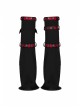 Punk Girls Knitted Fabric Stitching Weaved Flame Printing Fabric Bat Asymmetrical Design Flared Leg Sleeve