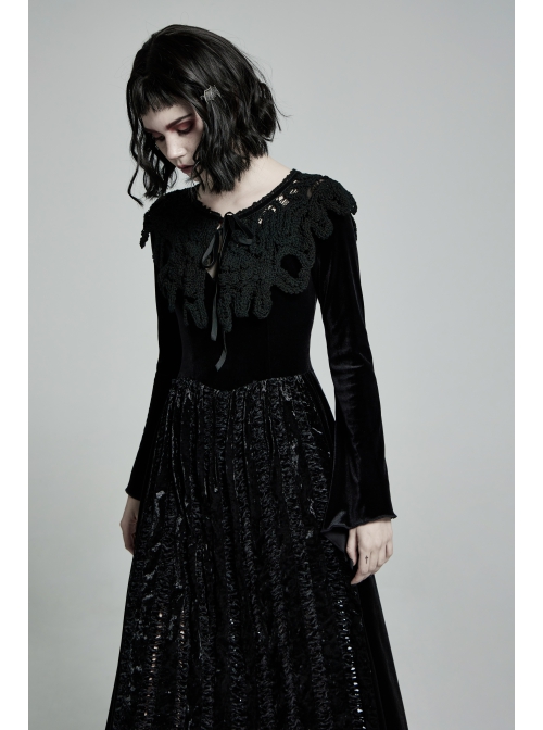 Punk Flocking Webbing Tie Rope Design Hollow Out Weaved Shawl