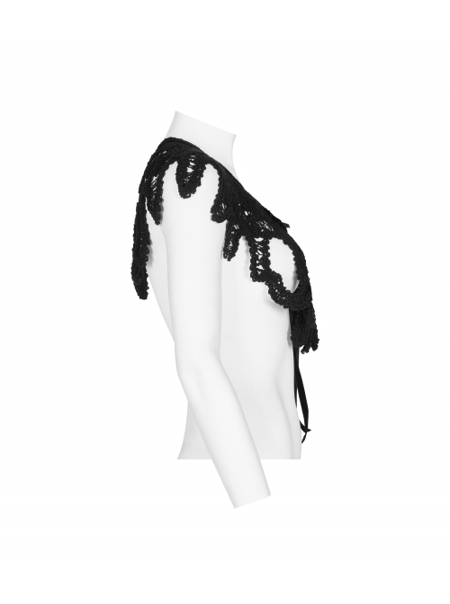 Punk Flocking Webbing Tie Rope Design Hollow Out Weaved Shawl
