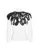 Punk Flocking Webbing Tie Rope Design Hollow Out Weaved Shawl