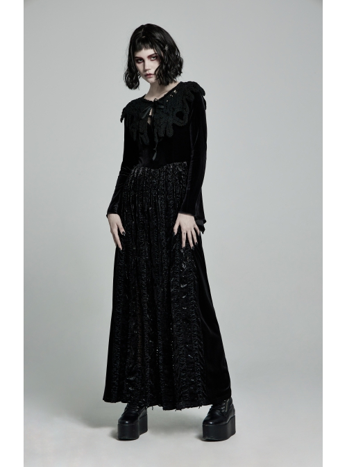 Punk Flocking Webbing Tie Rope Design Hollow Out Weaved Shawl