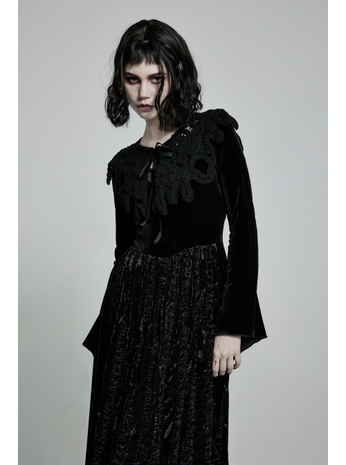 Punk Flocking Webbing Tie Rope Design Hollow Out Weaved Shawl
