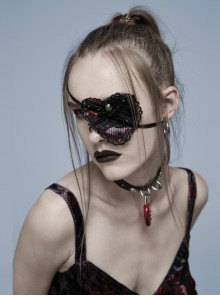 Gothic Velvet Fabric Metal Skull Lace Decoration Heart Eye Mask