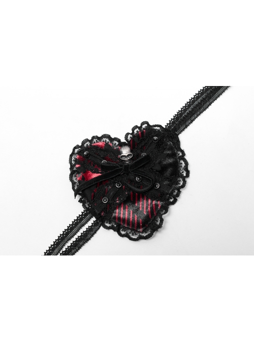Gothic Velvet Fabric Metal Skull Lace Decoration Heart Eye Mask