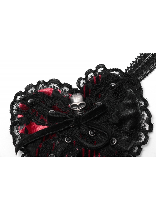 Gothic Velvet Fabric Metal Skull Lace Decoration Heart Eye Mask