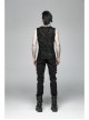 Punk Knitted Hole Design Metal Studs Threading Decoration Black Vest