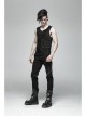 Punk Knitted Hole Design Metal Studs Threading Decoration Black Vest